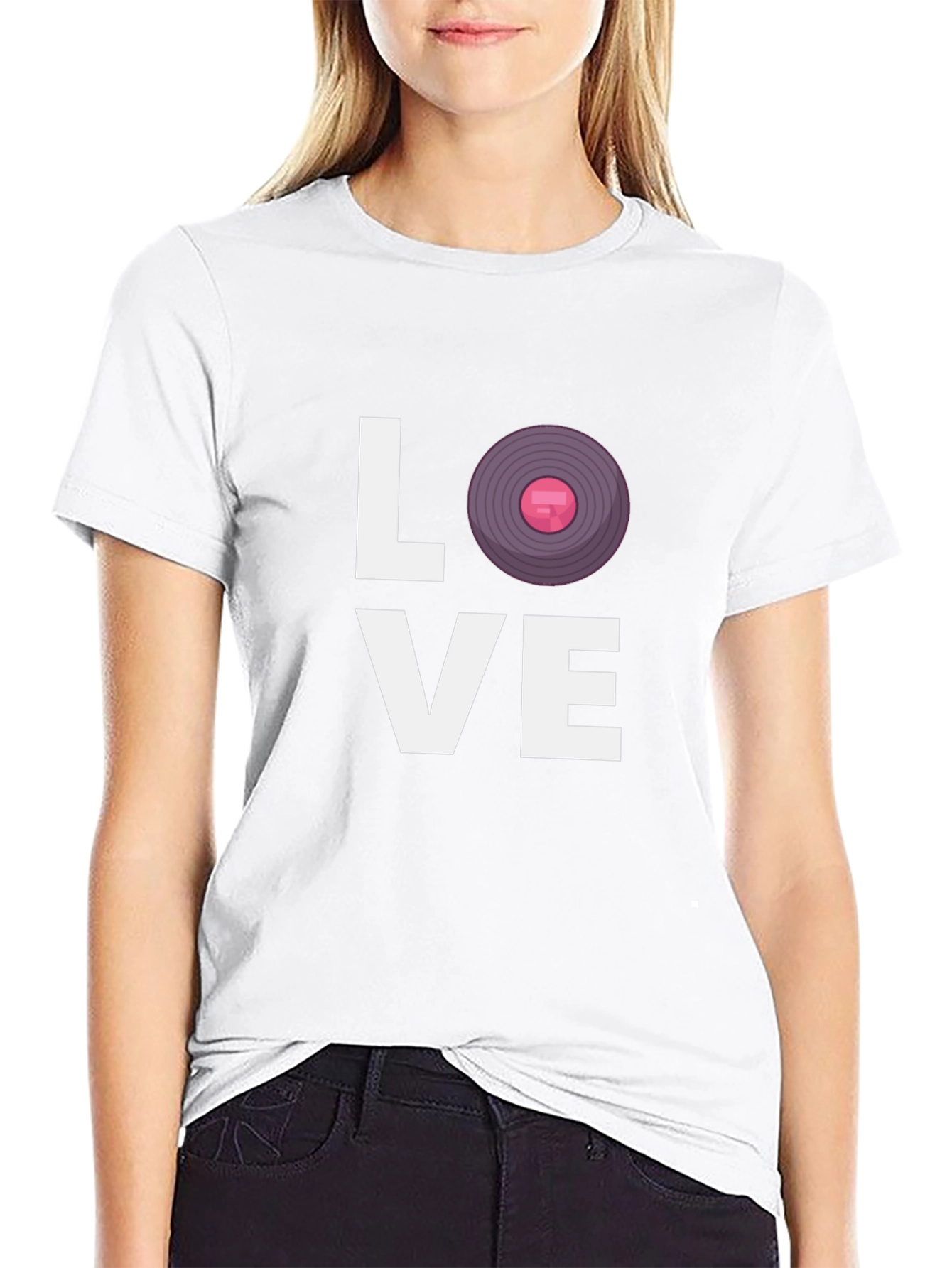 Love Vinyl Record Graphic Black T-Shirt