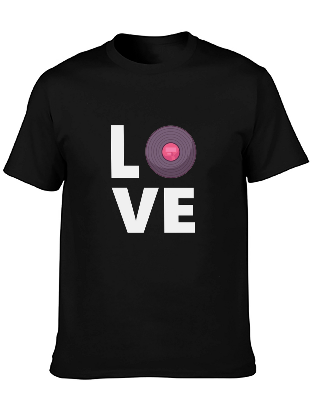Love Vinyl Record Graphic Black T-Shirt
