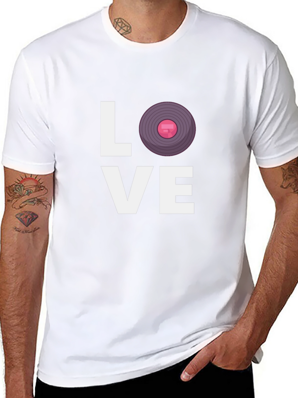 Love Vinyl Record Graphic Black T-Shirt