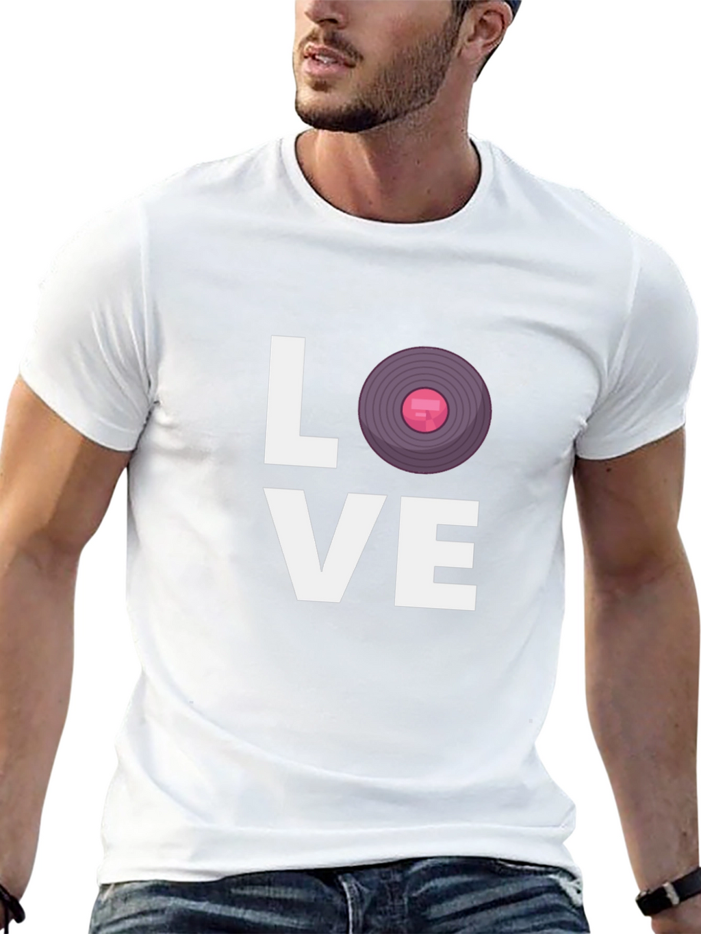 Love Vinyl Record Graphic Black T-Shirt