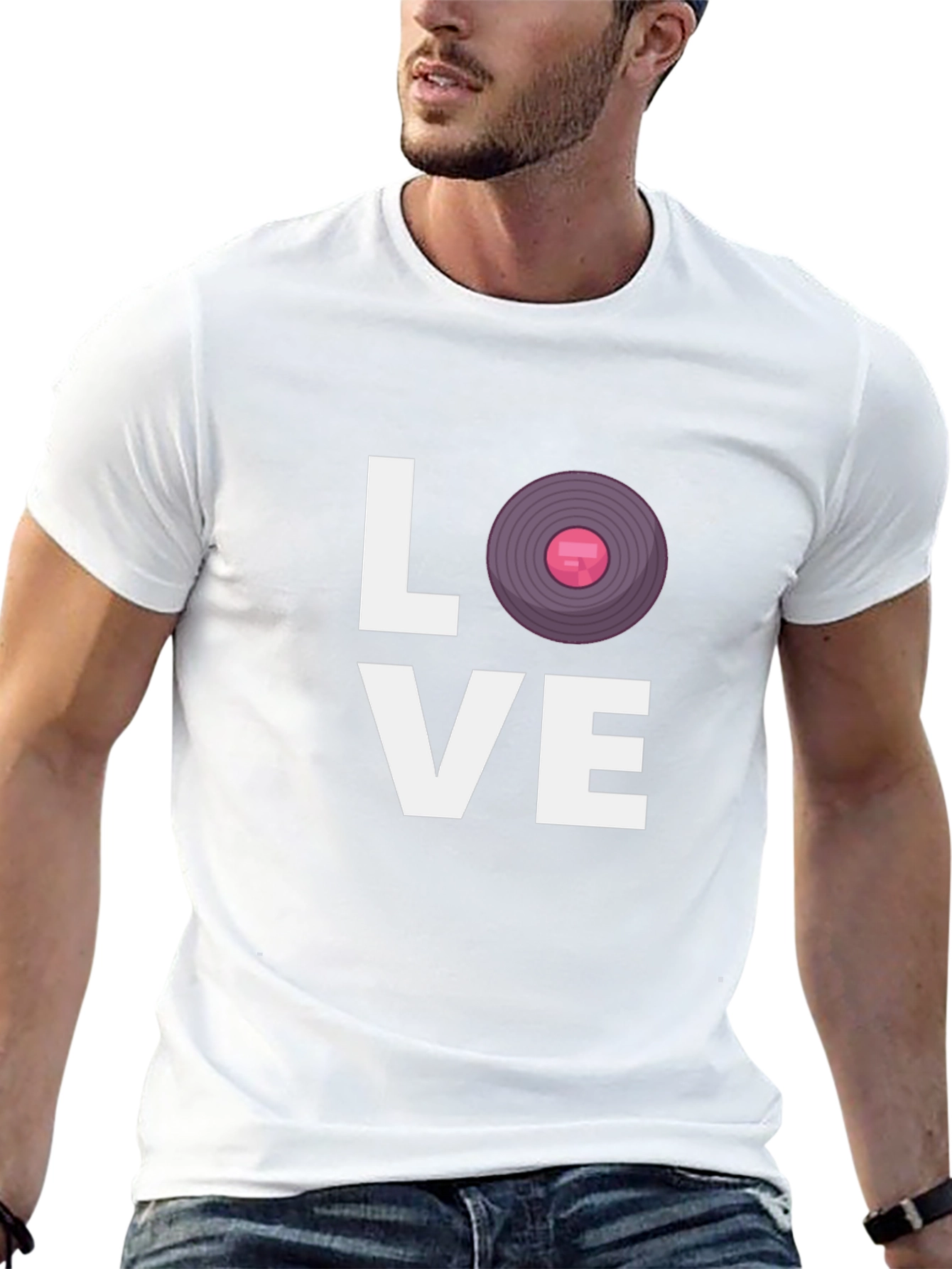 Love Vinyl Record Graphic Black T-Shirt