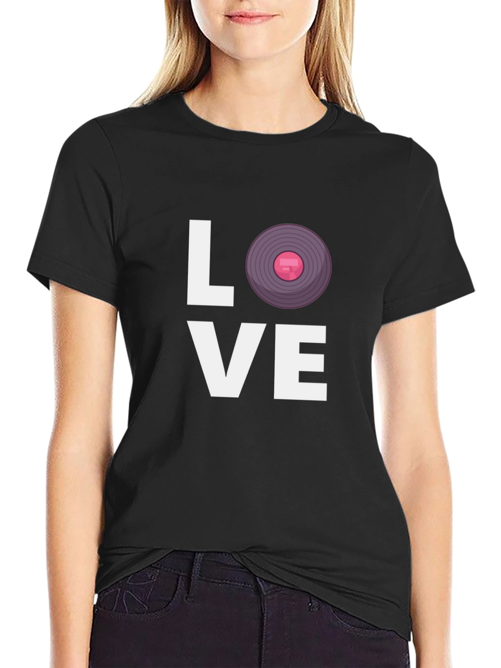 Love Vinyl Record Graphic Black T-Shirt