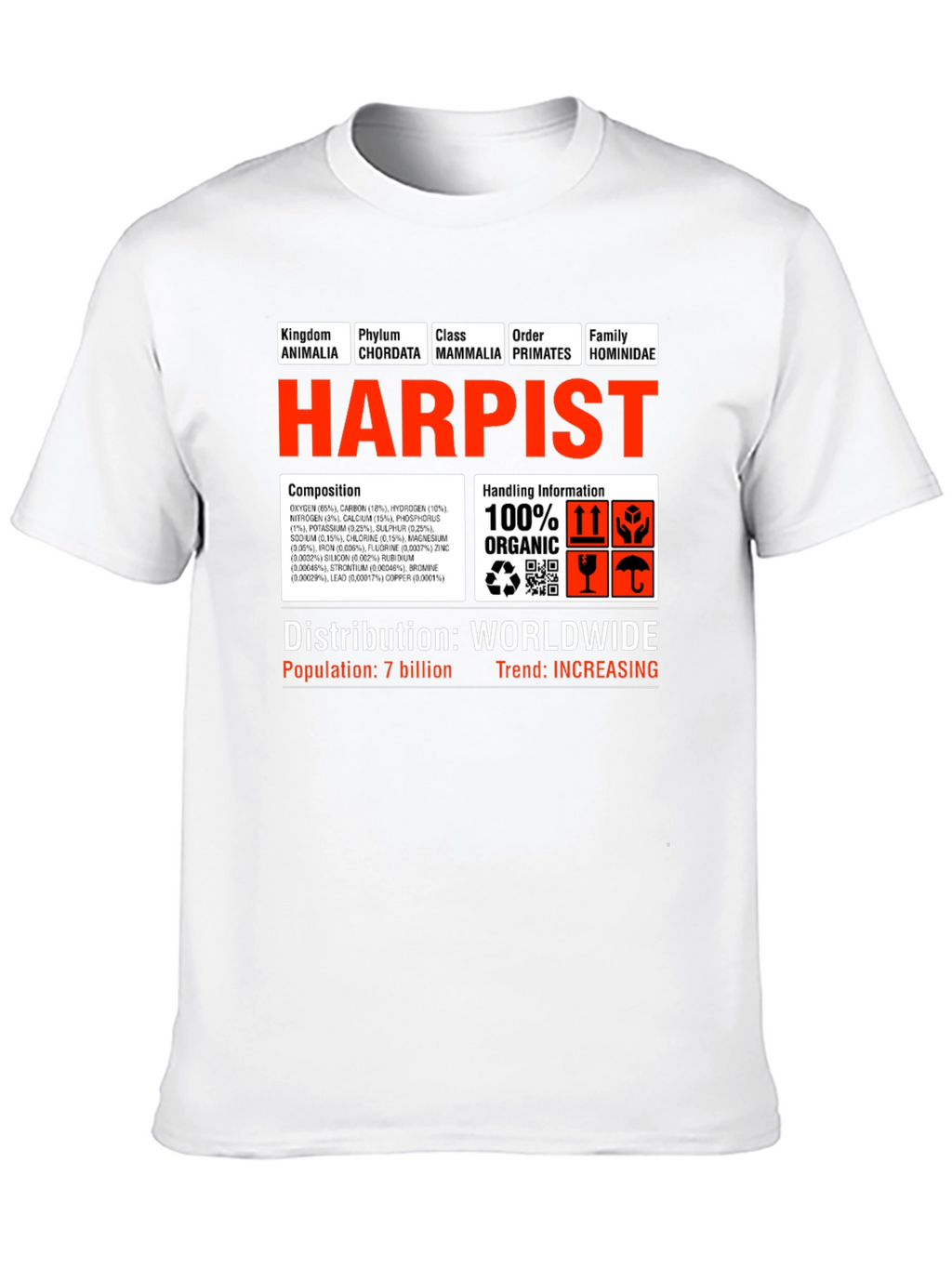 Harpist T-Shirt - Funny Science Biology Musician Tee