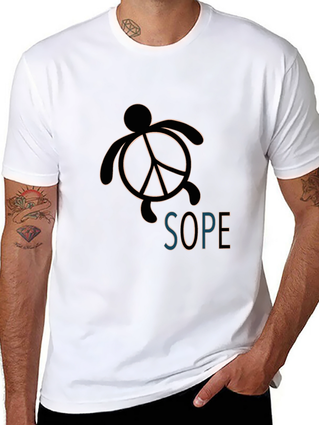 Peace Turtle Graphic Tee - Black