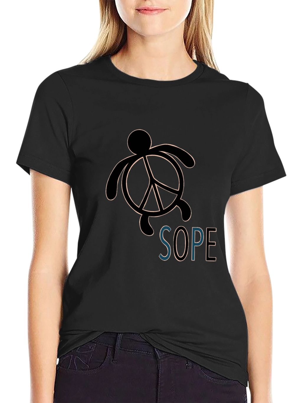 Peace Turtle Graphic Tee - Black