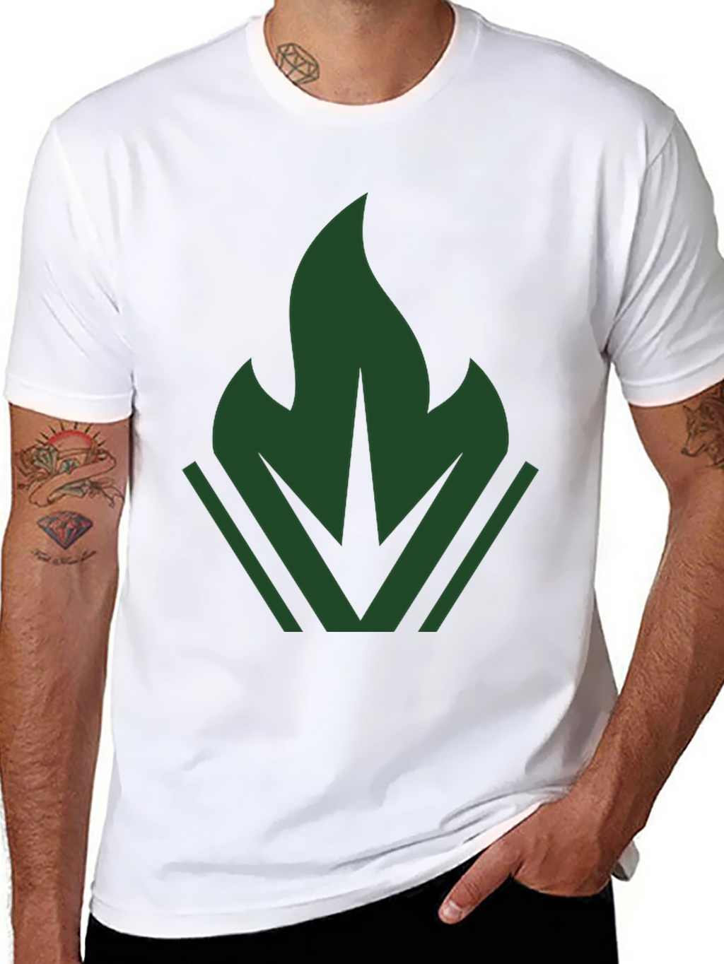 Dark Green Emblem Tee - Modern Casual Style