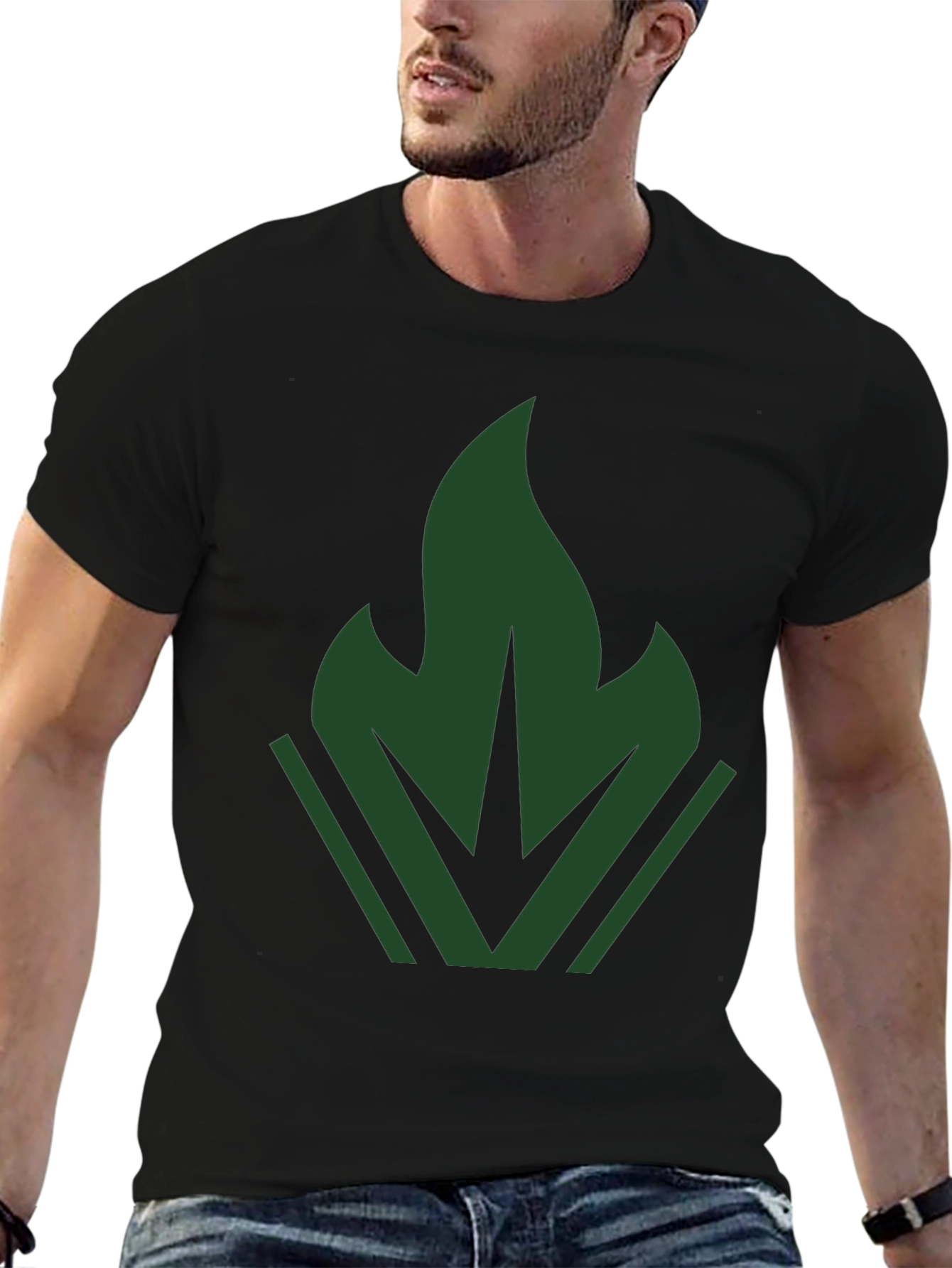 Dark Green Emblem Tee - Modern Casual Style