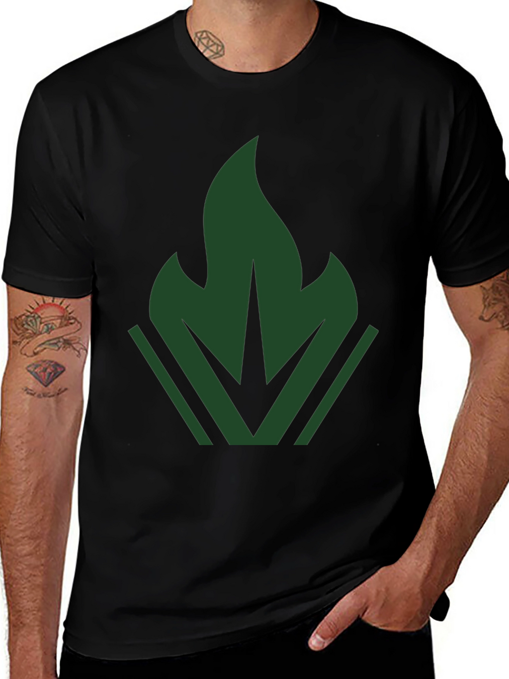 Dark Green Emblem Tee - Modern Casual Style