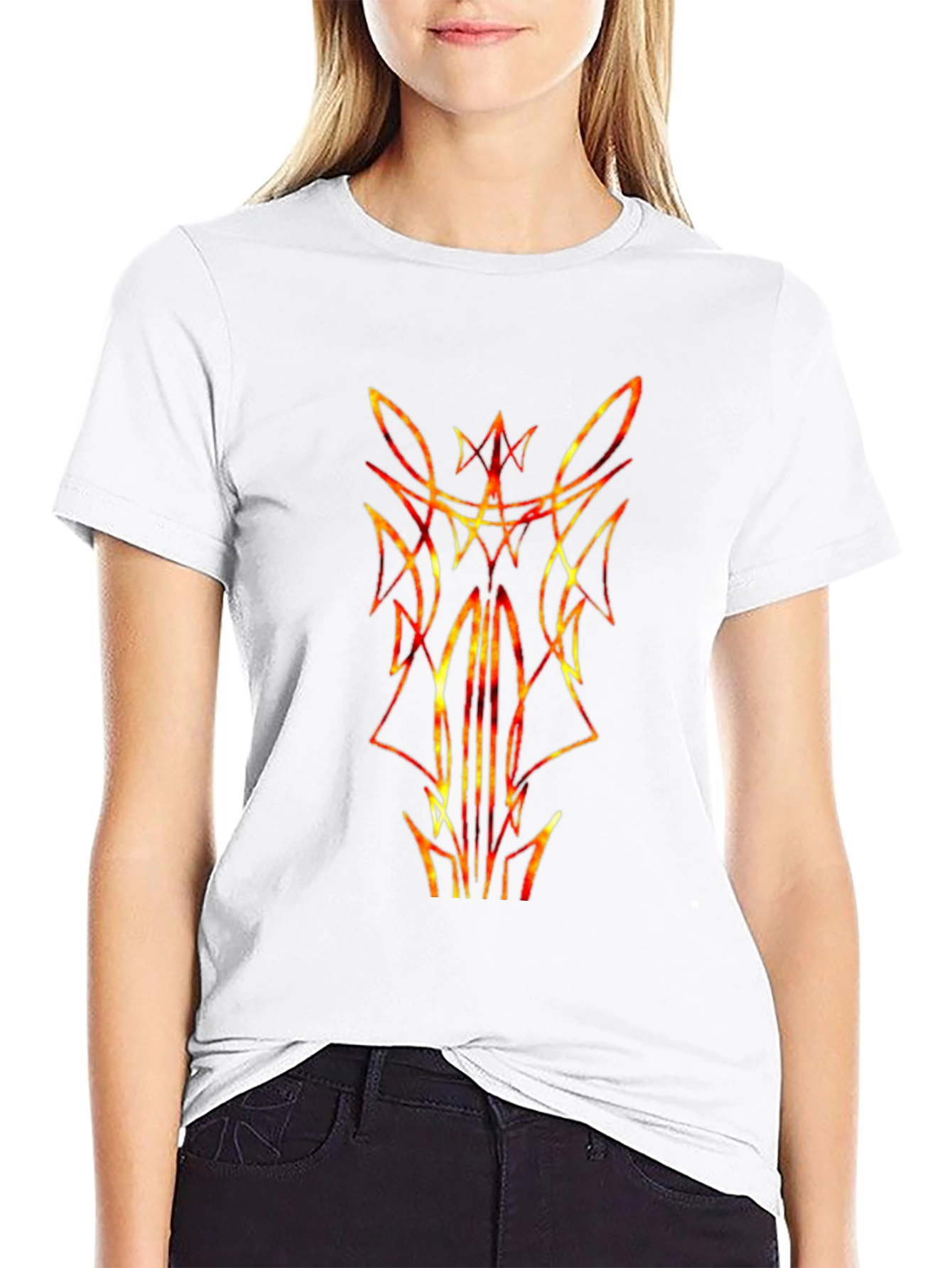 Fiery Pinstripe Graphic Tee - Black Cotton
