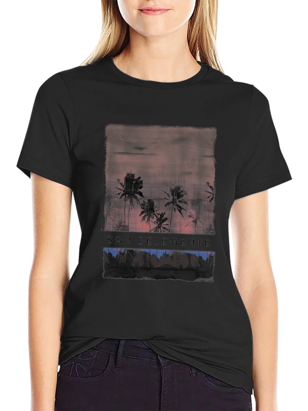 San Clemente Palm Tree Sunset Graphic T-Shirt