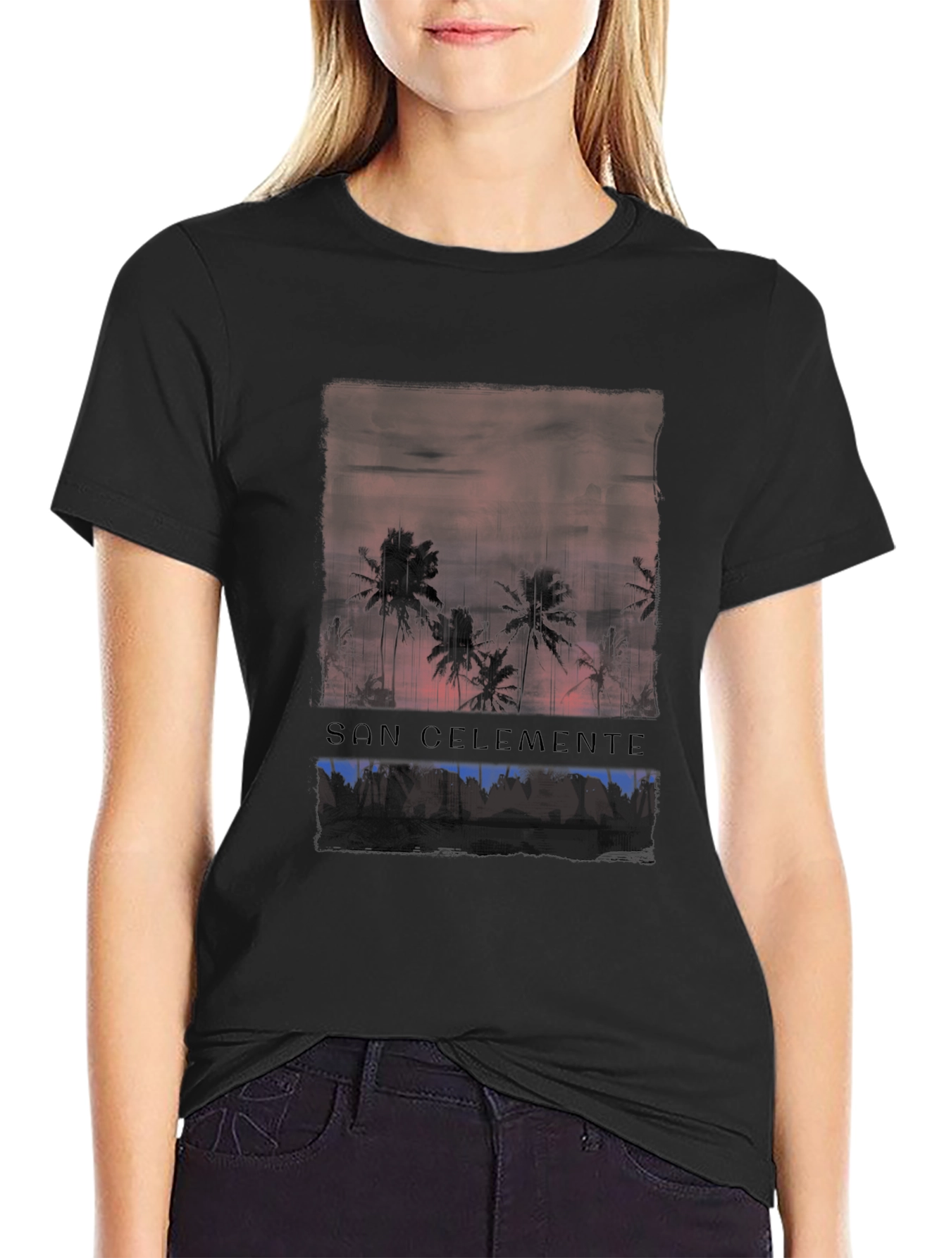 San Clemente Palm Tree Sunset Graphic T-Shirt
