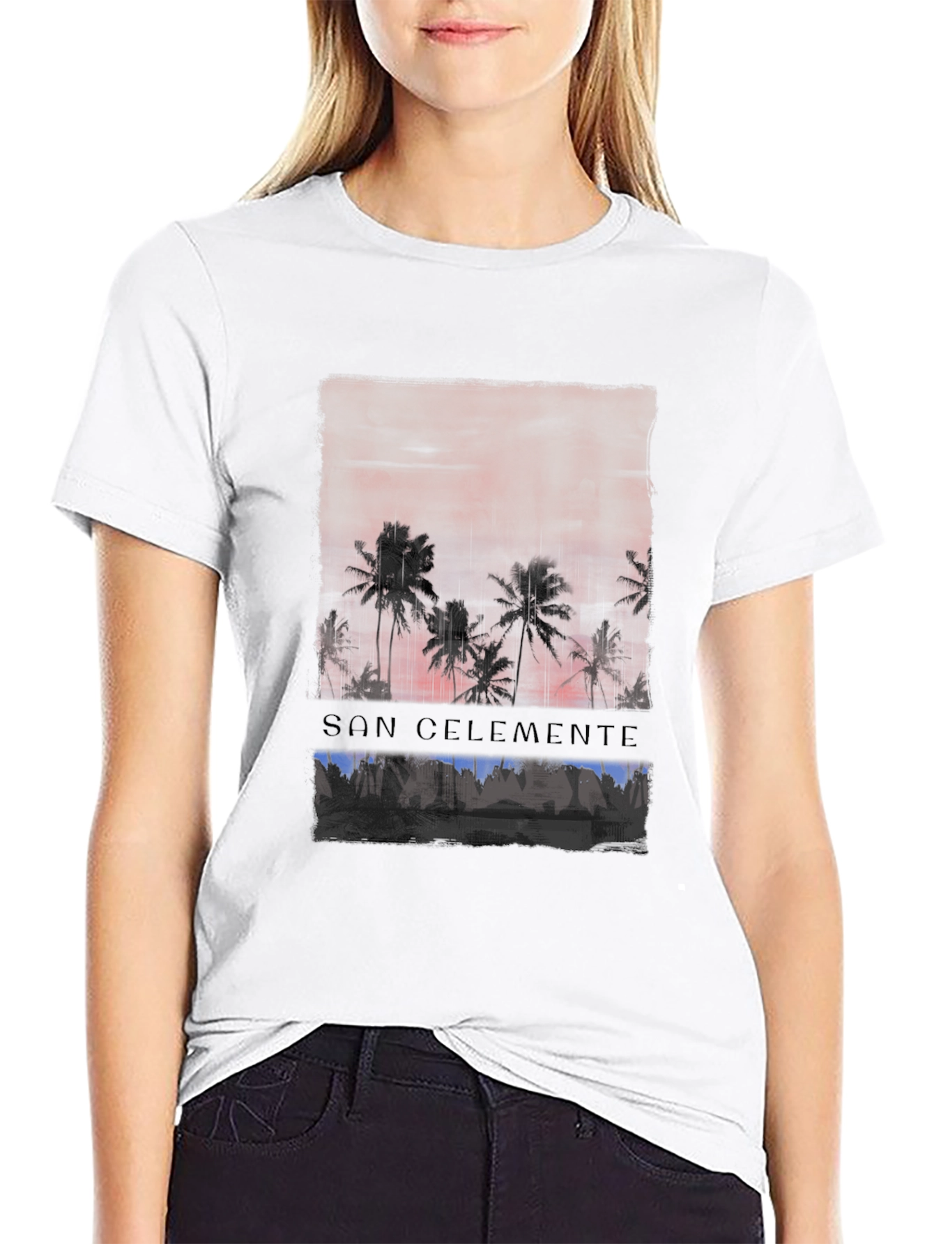 San Clemente Palm Tree Sunset Graphic T-Shirt