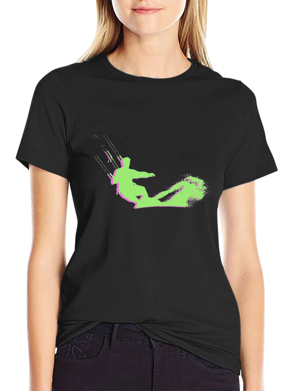 Kitesurfing Graphic Tee - Black Cotton Comfort