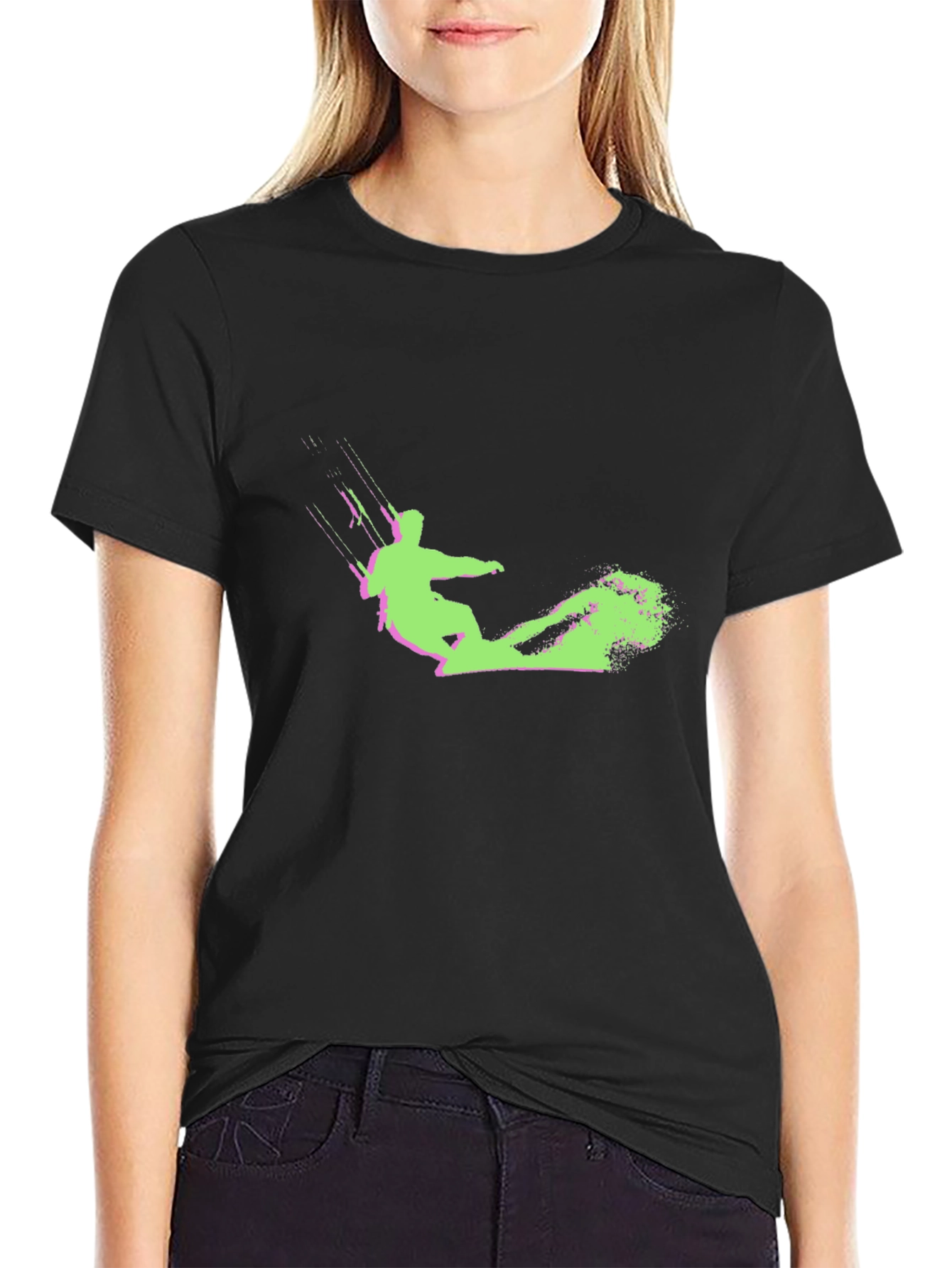 Kitesurfing Graphic Tee - Black Cotton Comfort