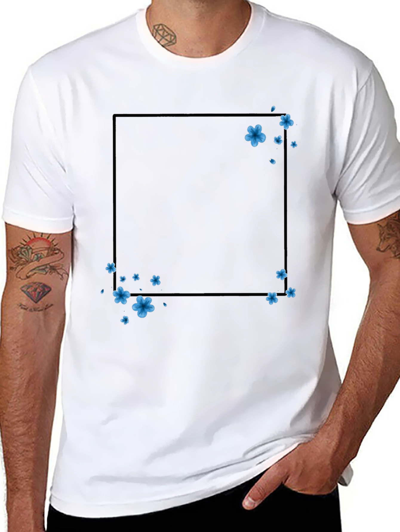 Floral Frame T-Shirt - Trendy Casual Wear