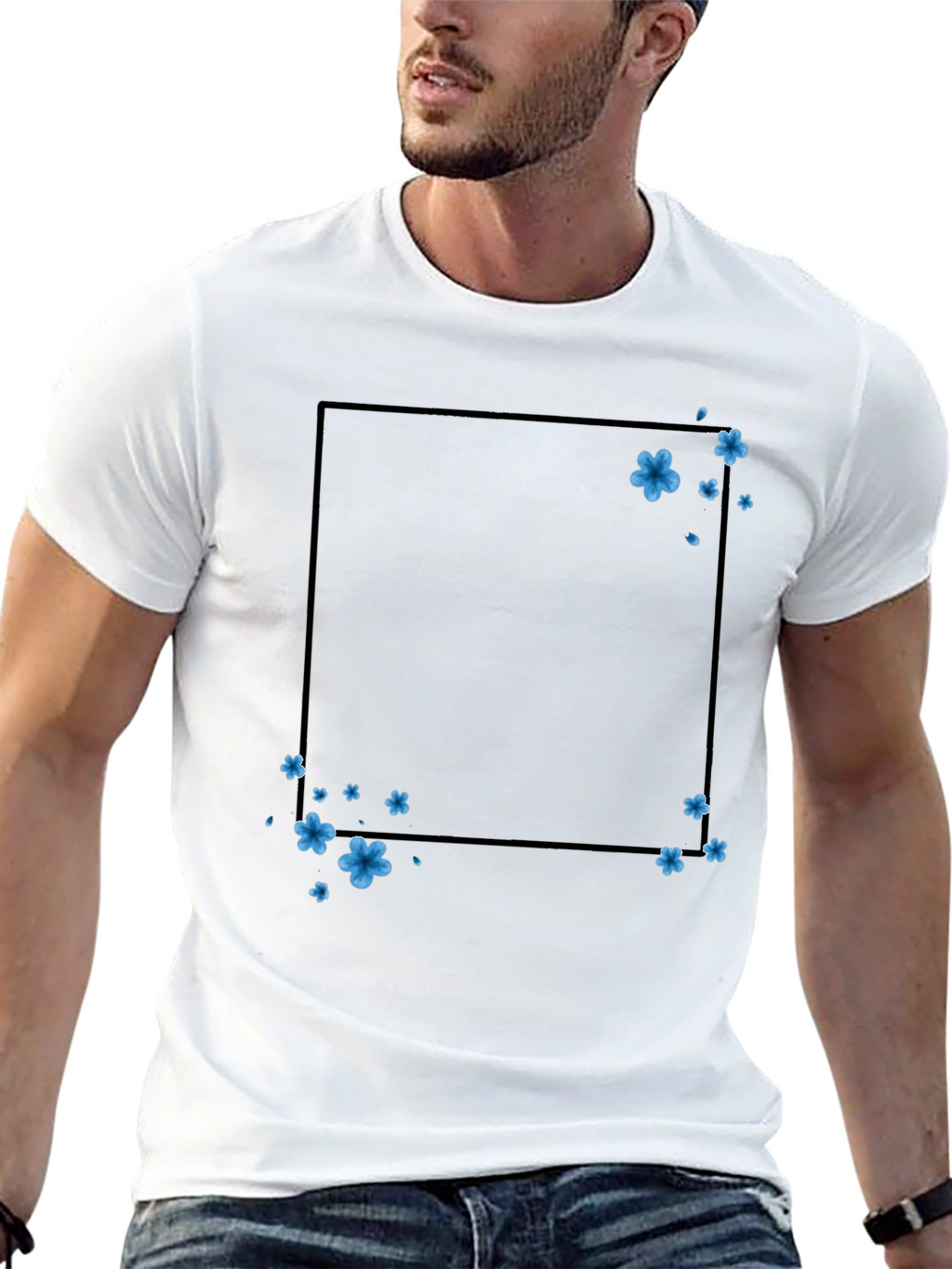 Floral Frame T-Shirt - Trendy Casual Wear