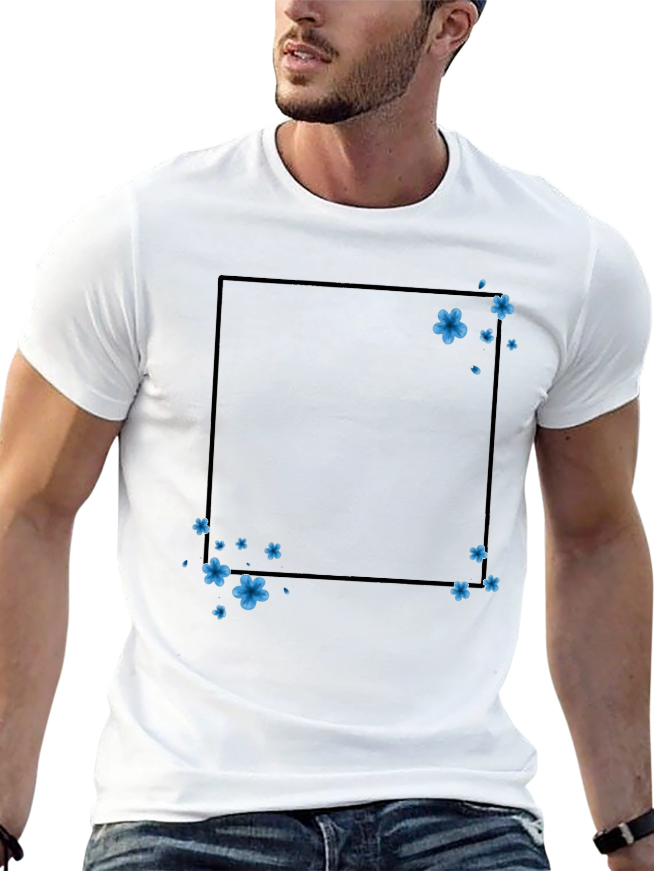 Floral Frame T-Shirt - Trendy Casual Wear
