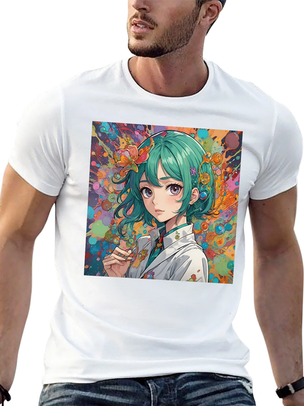 Anime Girl Art Graphic Black T-Shirt