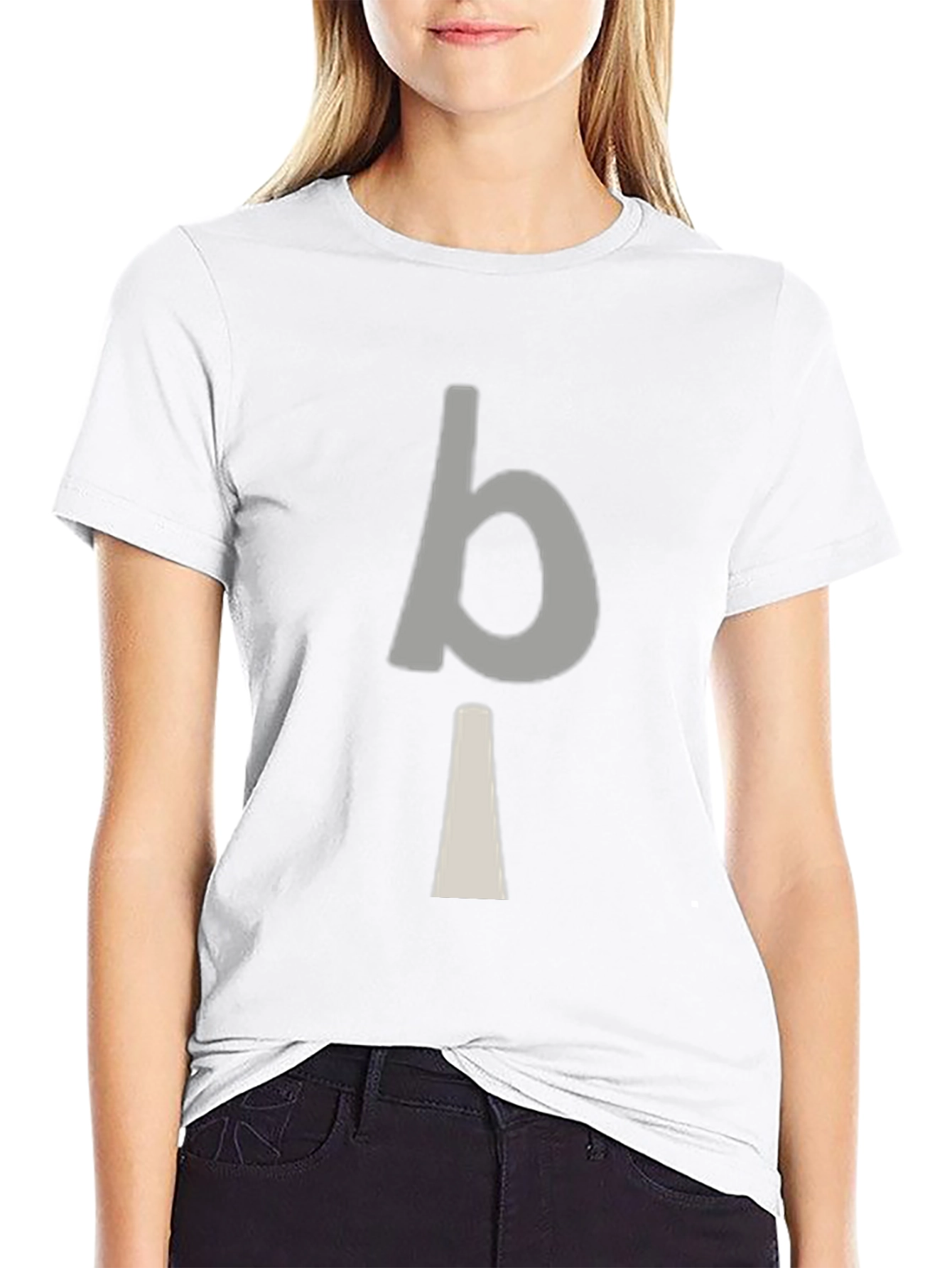 Minimalist bi Graphic Print Black T-Shirt
