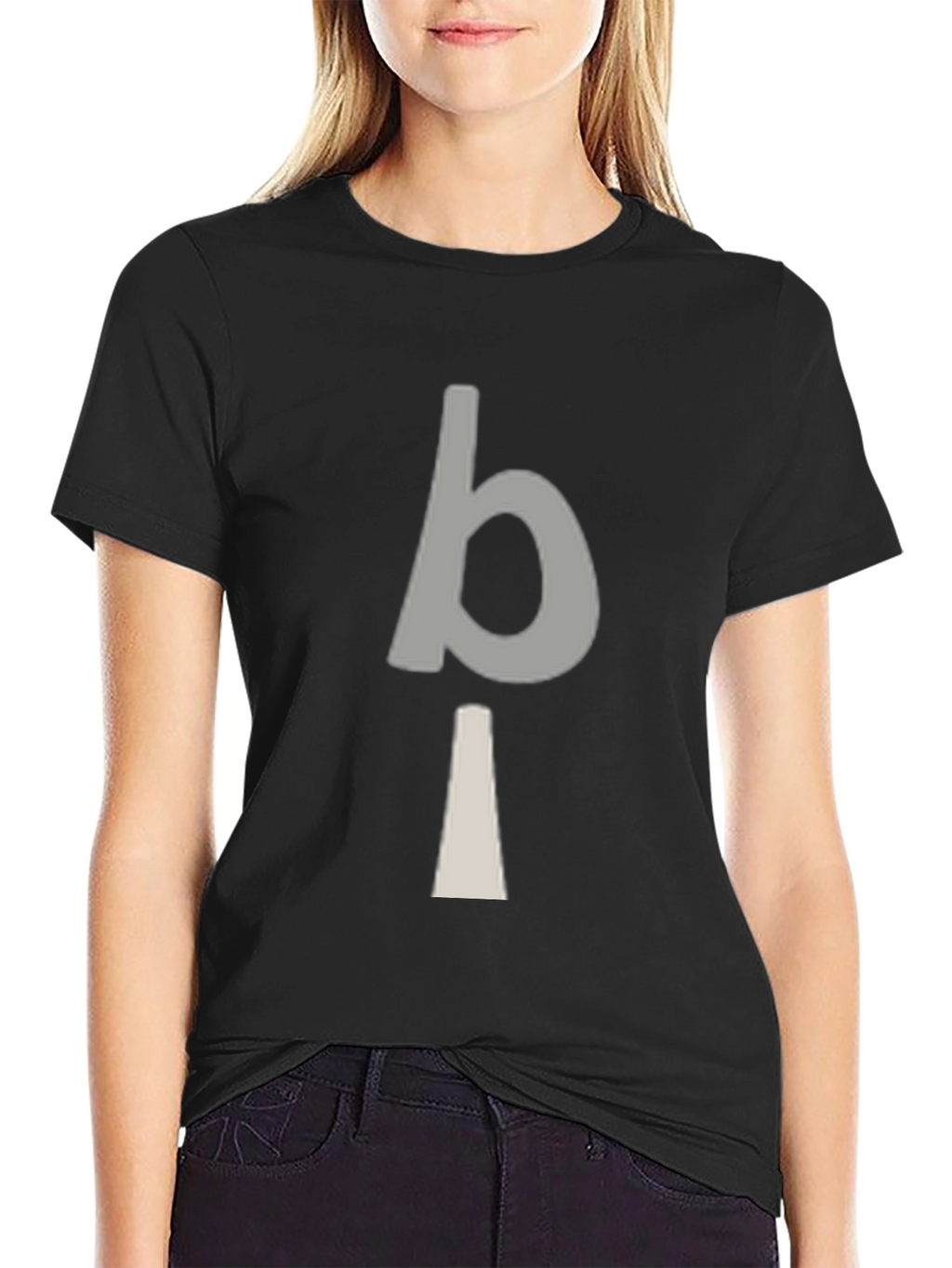Minimalist bi Graphic Print Black T-Shirt