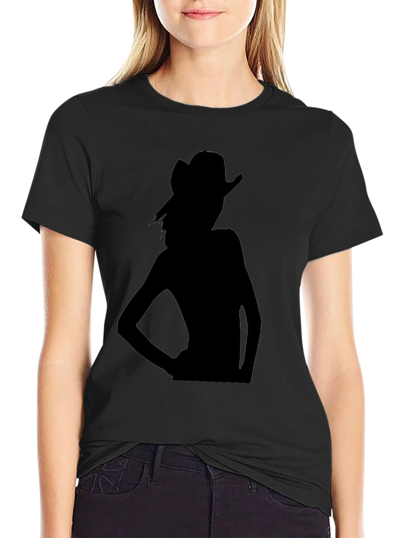 Silhouette Cowgirl Black T-Shirt
