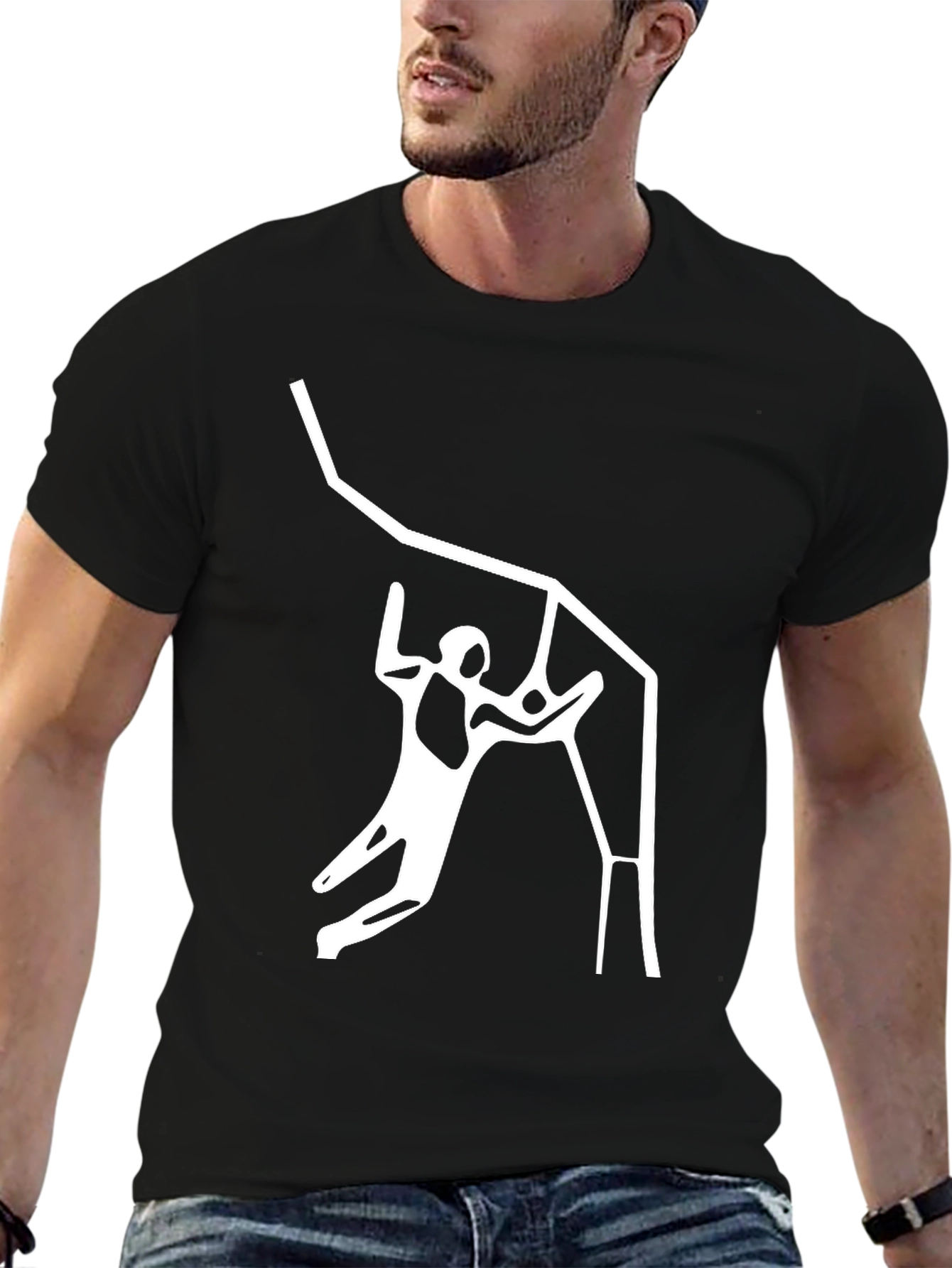 Black Graphic Tee - Climbing Design