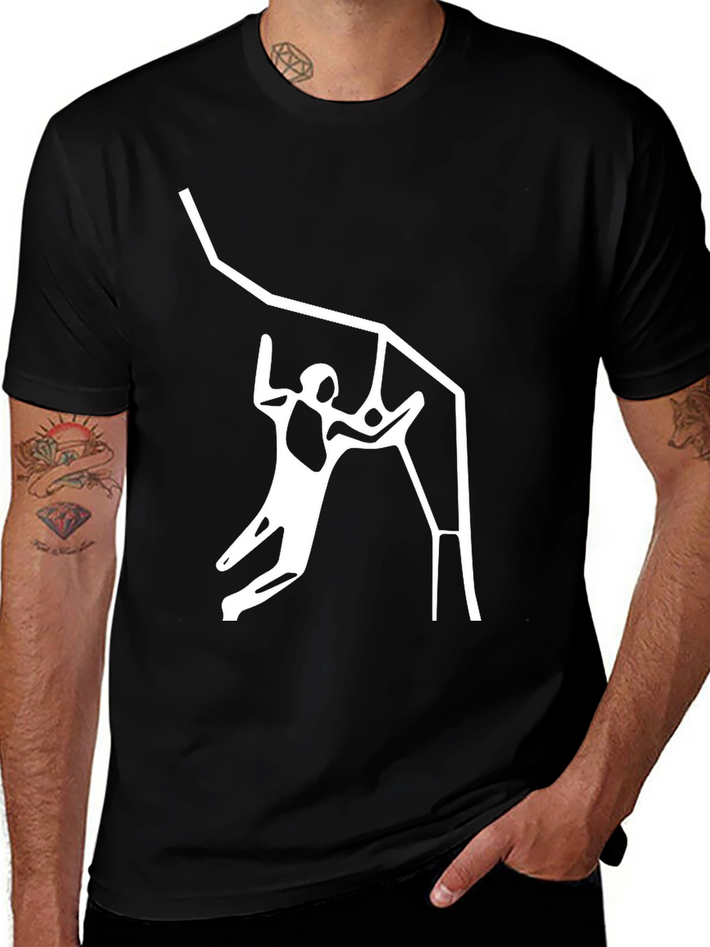Black Graphic Tee - Climbing Design