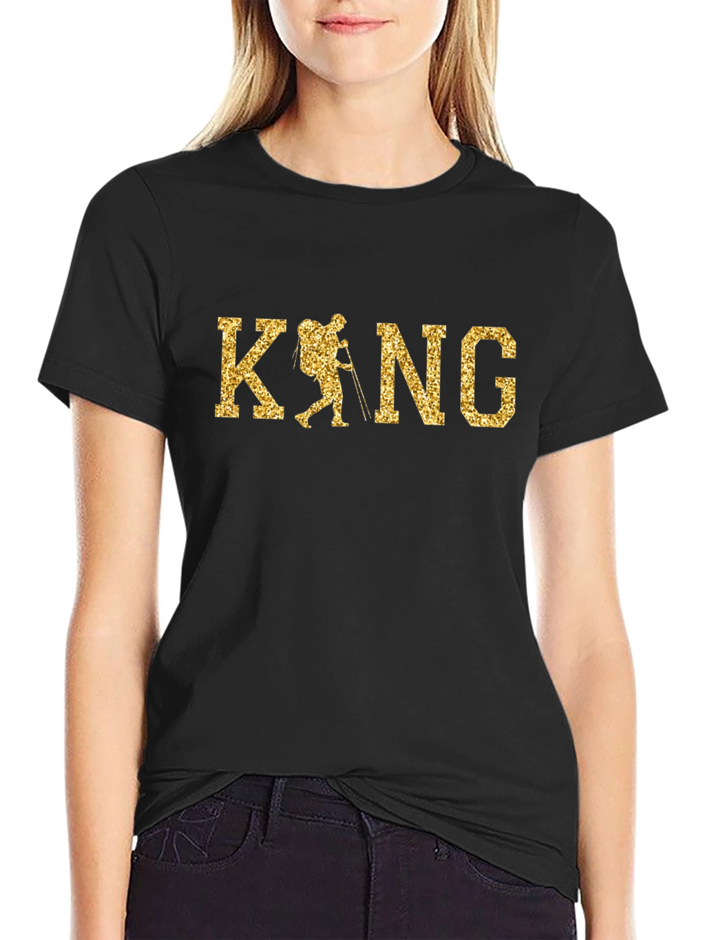 Hiking King T-Shirt - Gold Glitter Design
