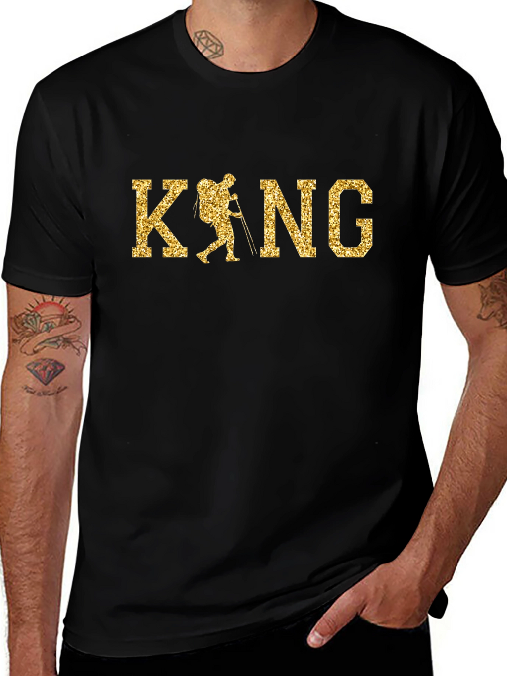 Hiking King T-Shirt - Gold Glitter Design