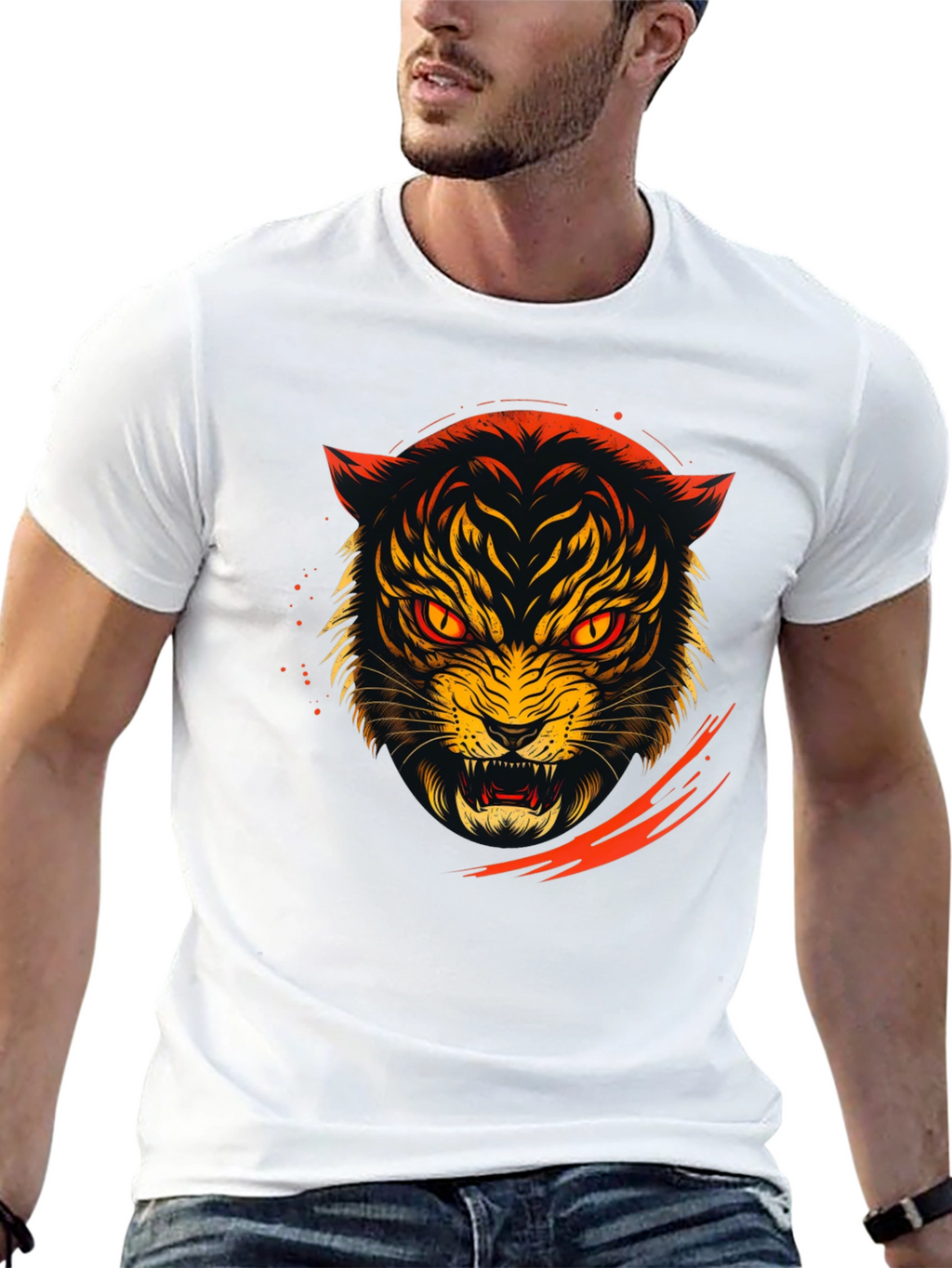 Roaring Tiger Graphic Tee - Black Cotton T-Shirt