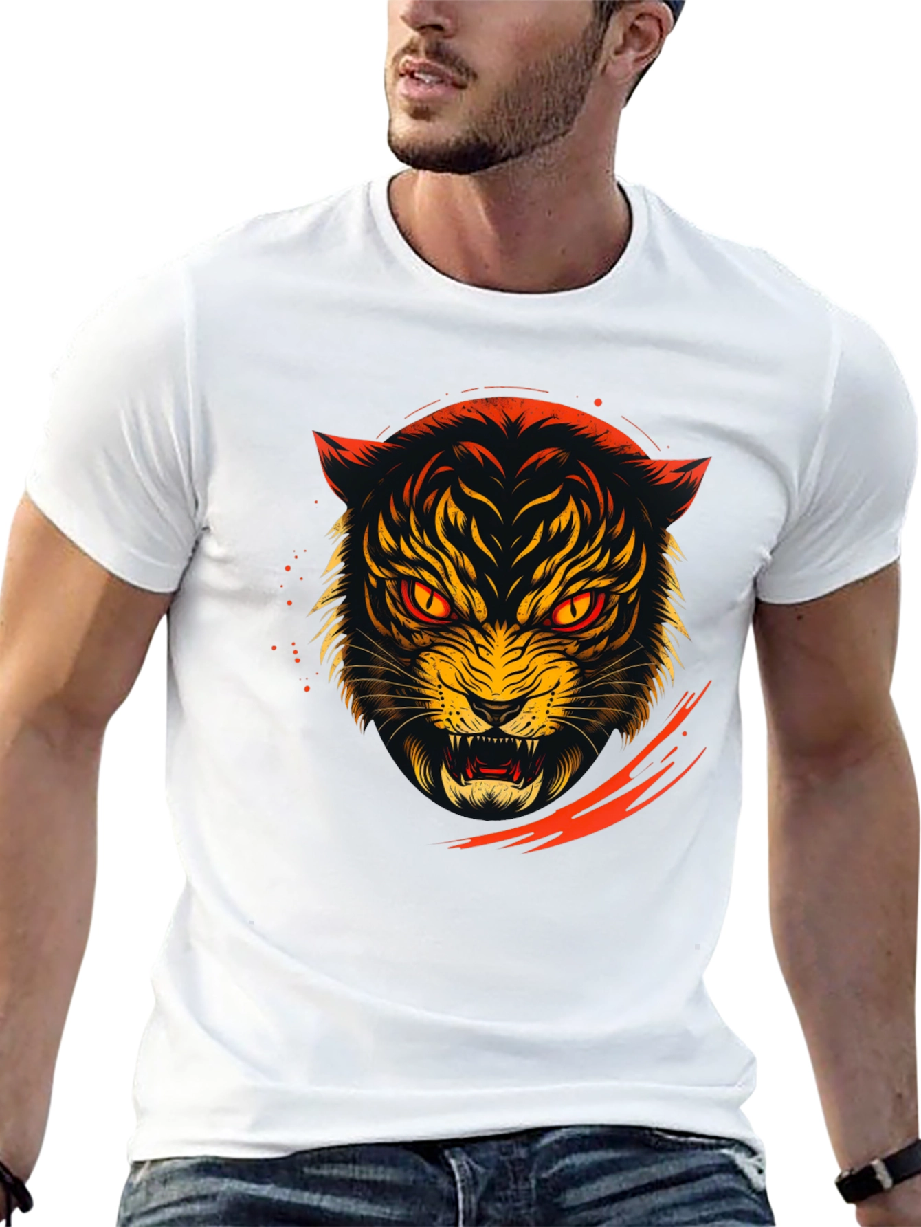 Roaring Tiger Graphic Tee - Black Cotton T-Shirt