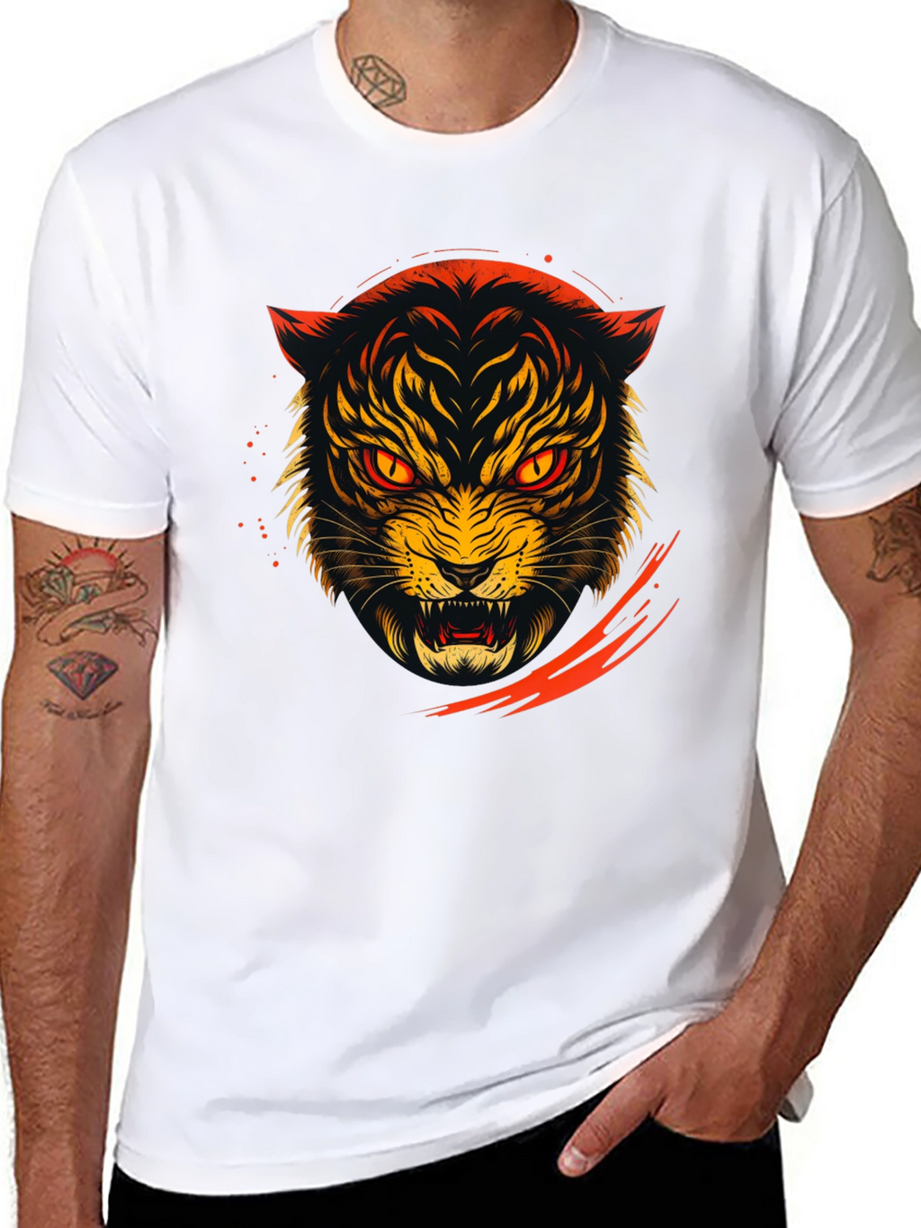 Roaring Tiger Graphic Tee - Black Cotton T-Shirt