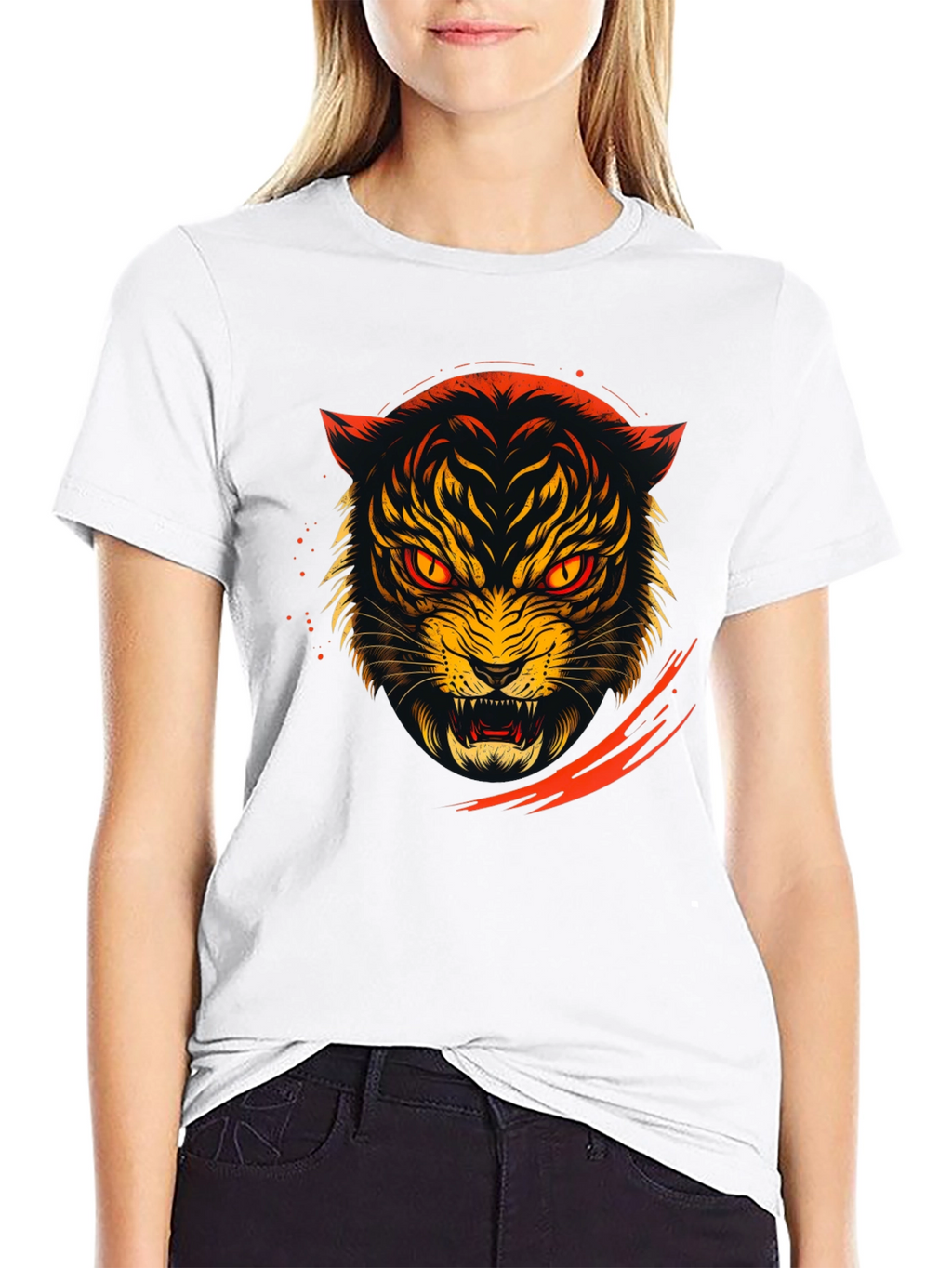Roaring Tiger Graphic Tee - Black Cotton T-Shirt