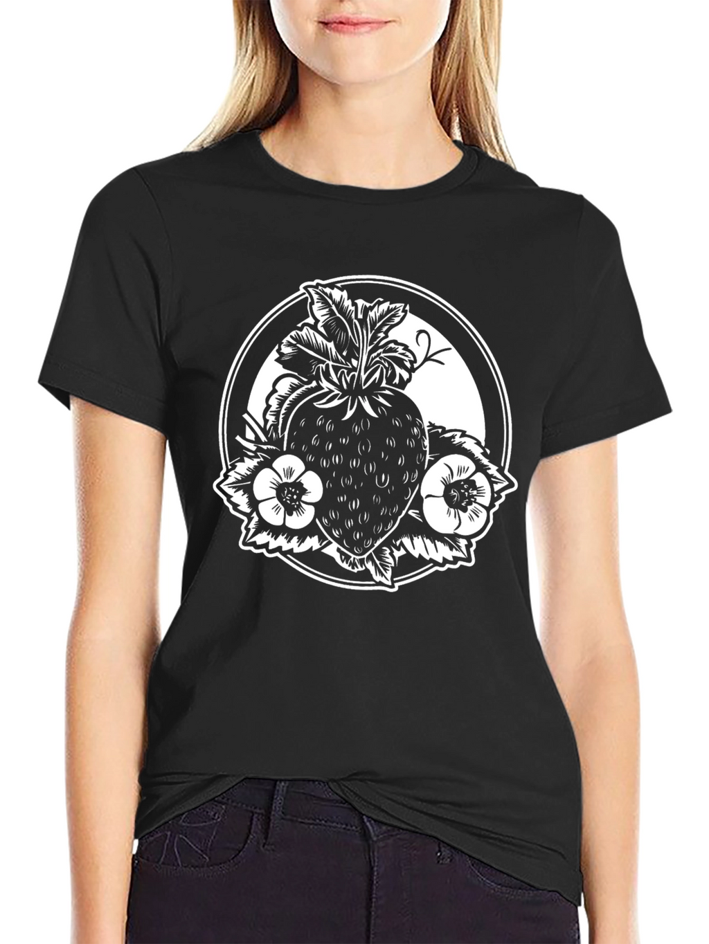 Strawberry Graphic Black T-Shirt