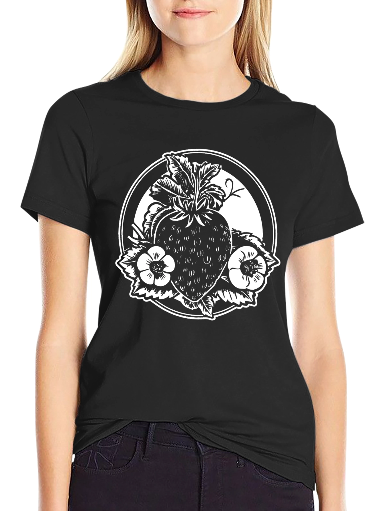 Strawberry Graphic Black T-Shirt