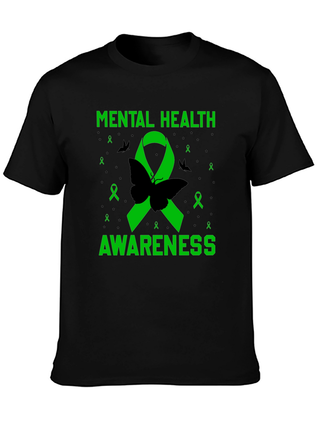 Mental Health Awareness Butterfly Ribbon T-Shirt