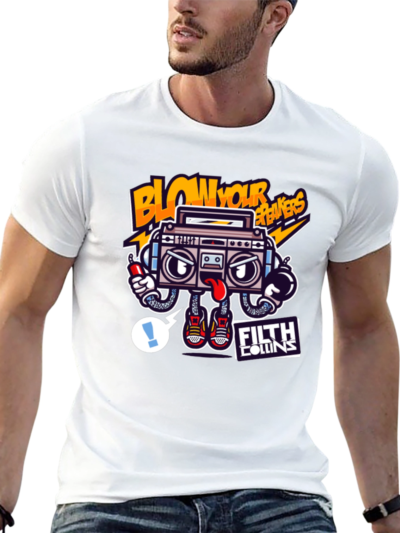 Cartoon Boombox Graphic Tee - Blow Your Breakers