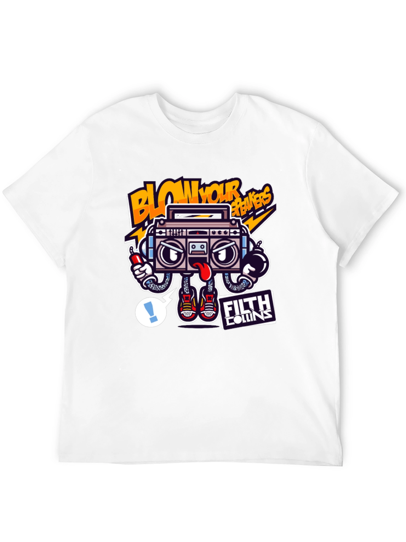 Cartoon Boombox Graphic Tee - Blow Your Breakers