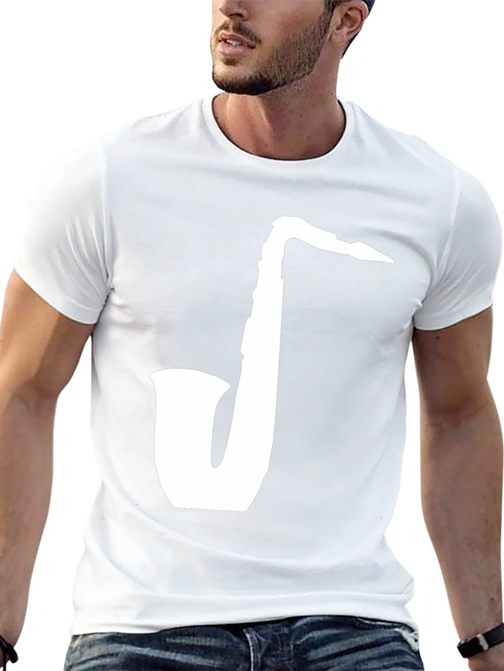 Saxophone Graphic Tee - Classic Black Cotton T-Shirt