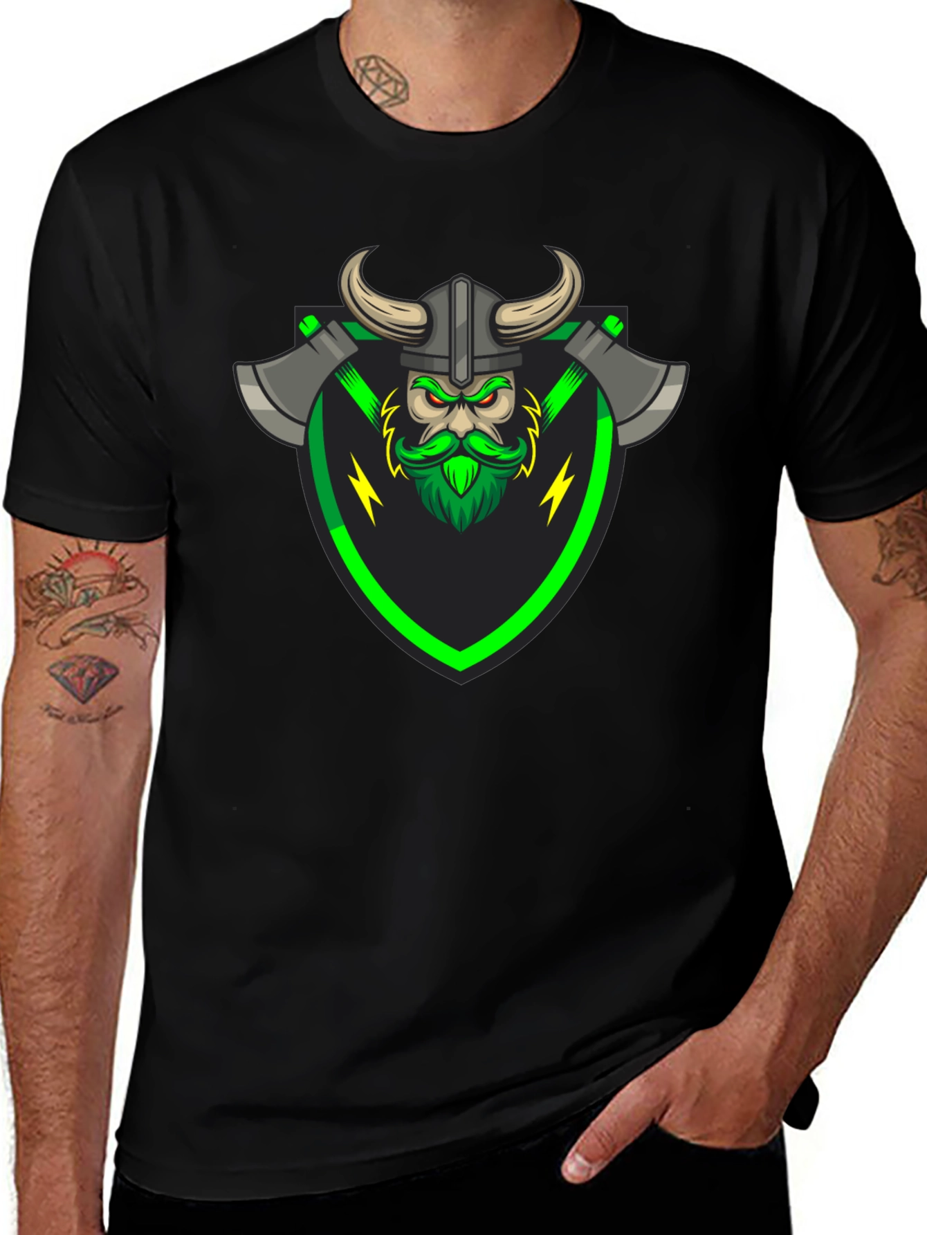 Viking Warrior Graphic Tee - Black T-Shirt
