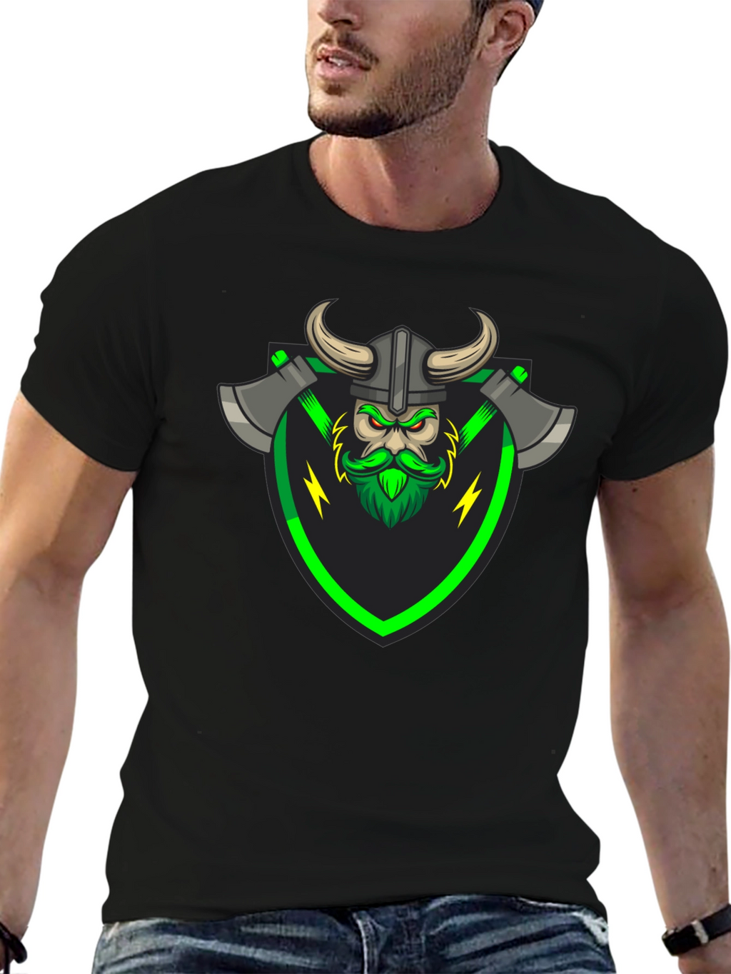 Viking Warrior Graphic Tee - Black T-Shirt