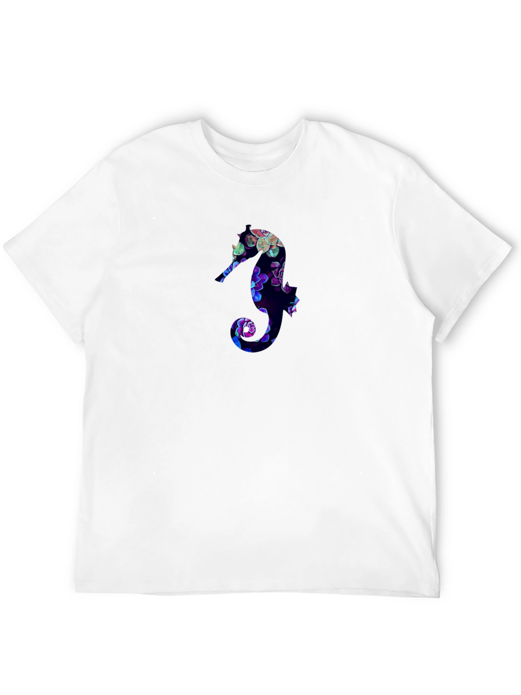 Floral Seahorse Graphic Tee - Black