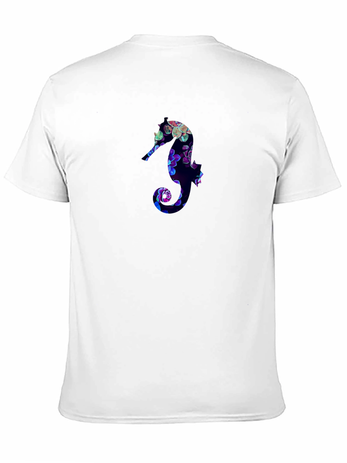 Floral Seahorse Graphic Tee - Black