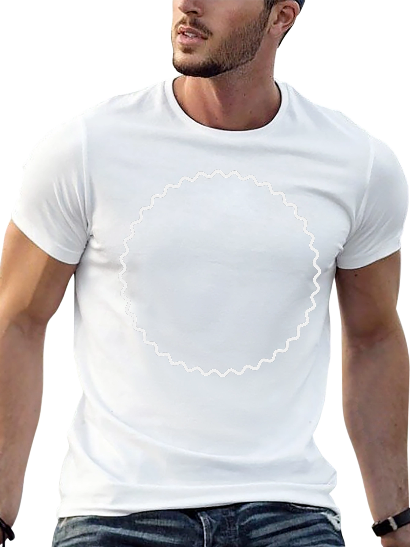 Modern Black Tee with Wavy Circle Design