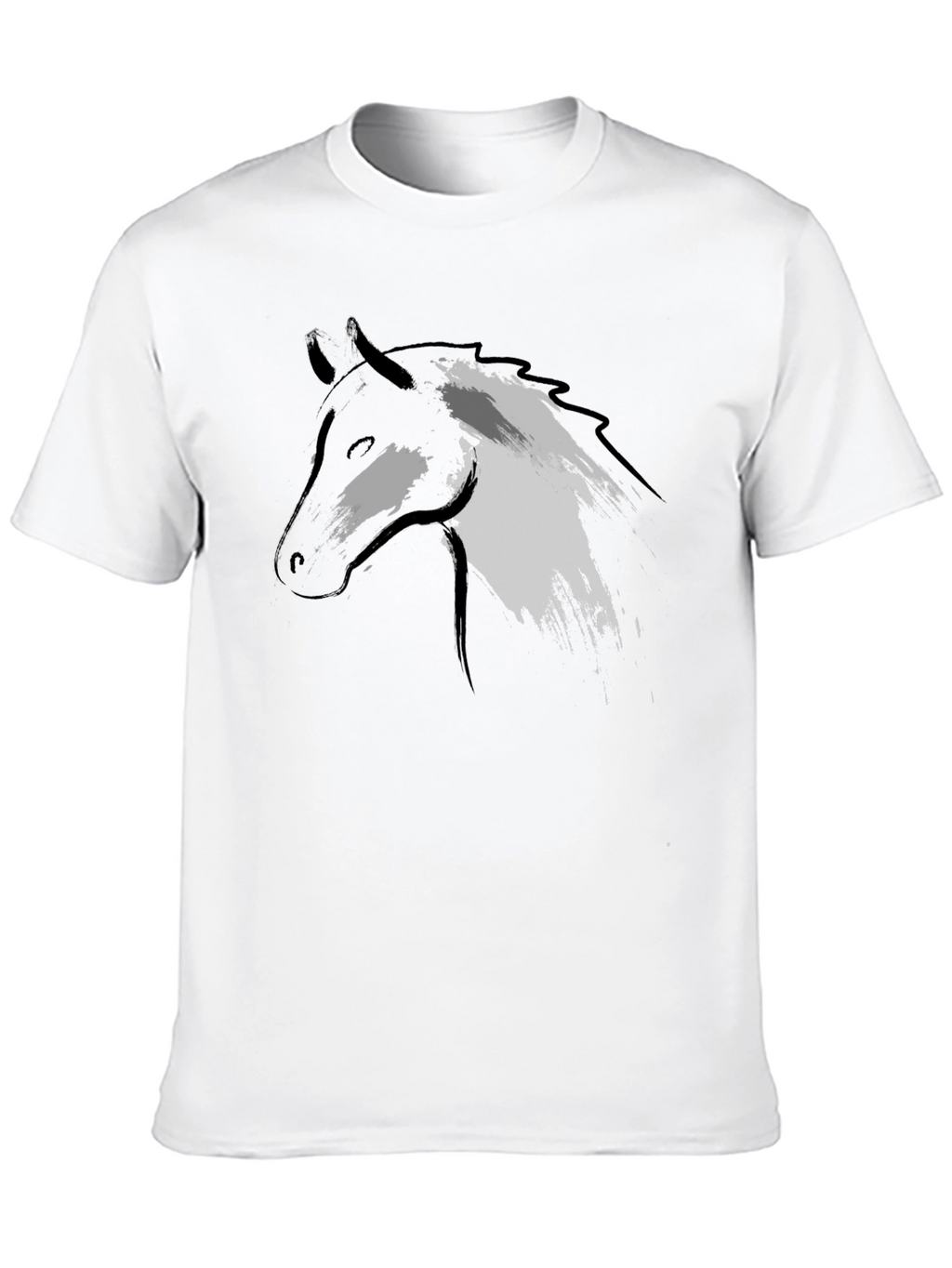 Horse Graphic Tee - Black Cotton T-Shirt