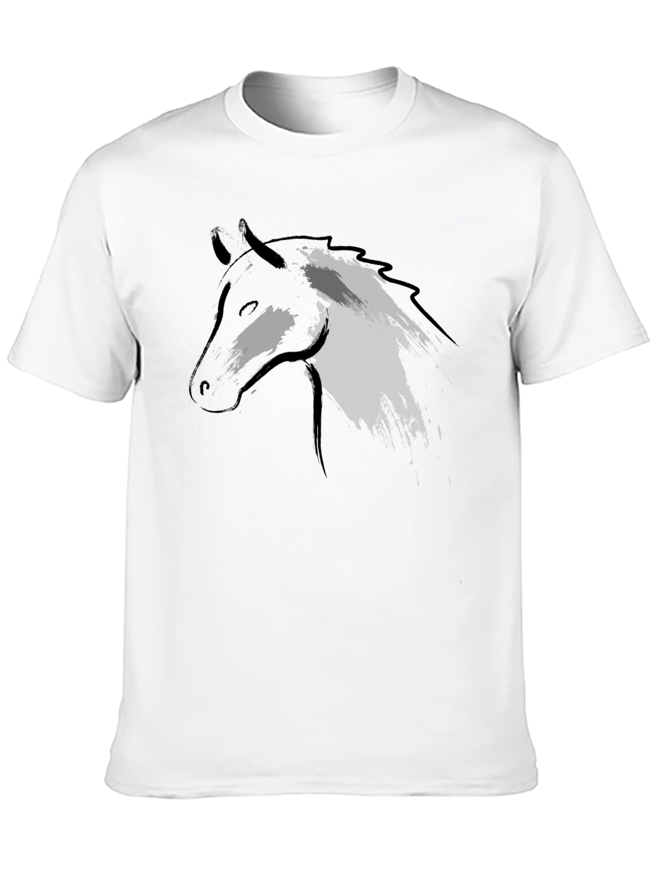 Horse Graphic Tee - Black Cotton T-Shirt
