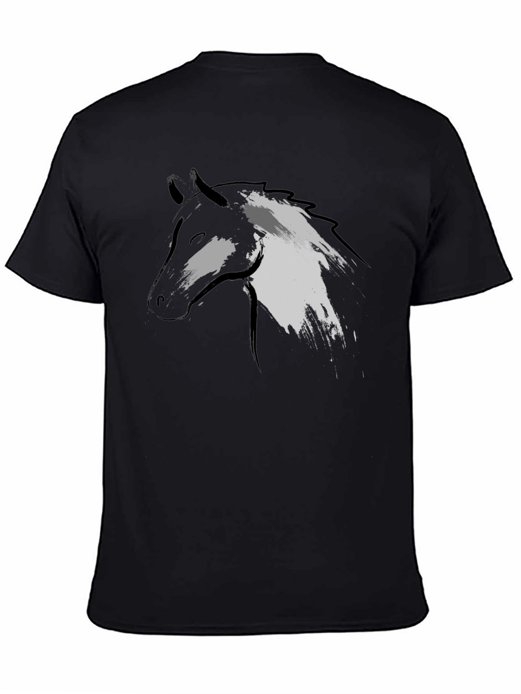 Horse Graphic Tee - Black Cotton T-Shirt