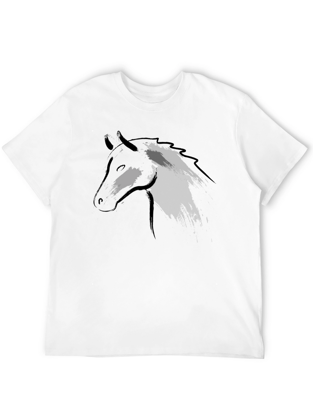 Horse Graphic Tee - Black Cotton T-Shirt