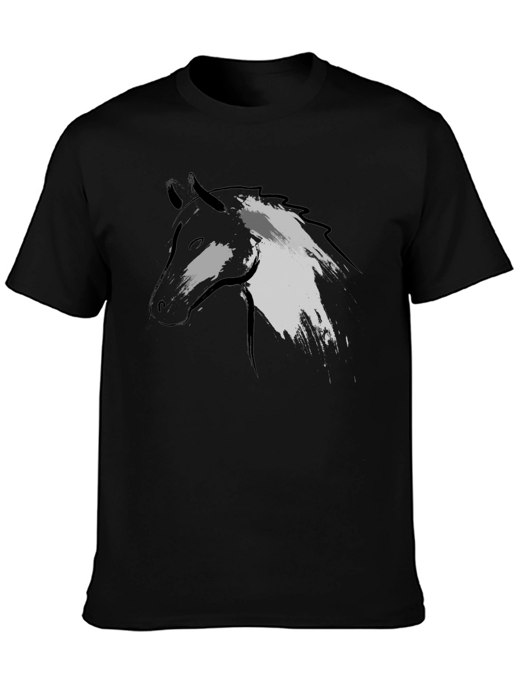 Horse Graphic Tee - Black Cotton T-Shirt