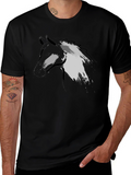 Horse Graphic Tee - Black Cotton T-Shirt